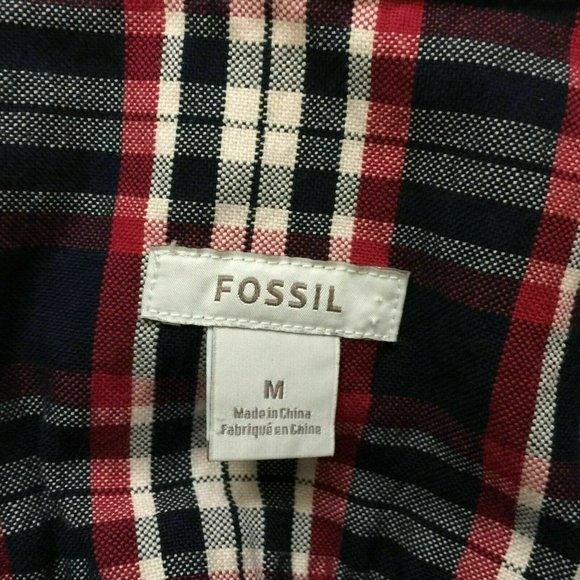 Fossil Mens M Plaid Button Down Shirt Long Sleeve Cotton - Picture 7 of 9
